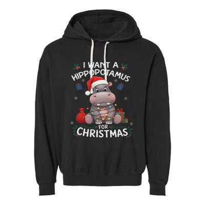 I Want A Hippopotamus For Christmas Xmas Lover Funny Garment-Dyed Fleece Hoodie