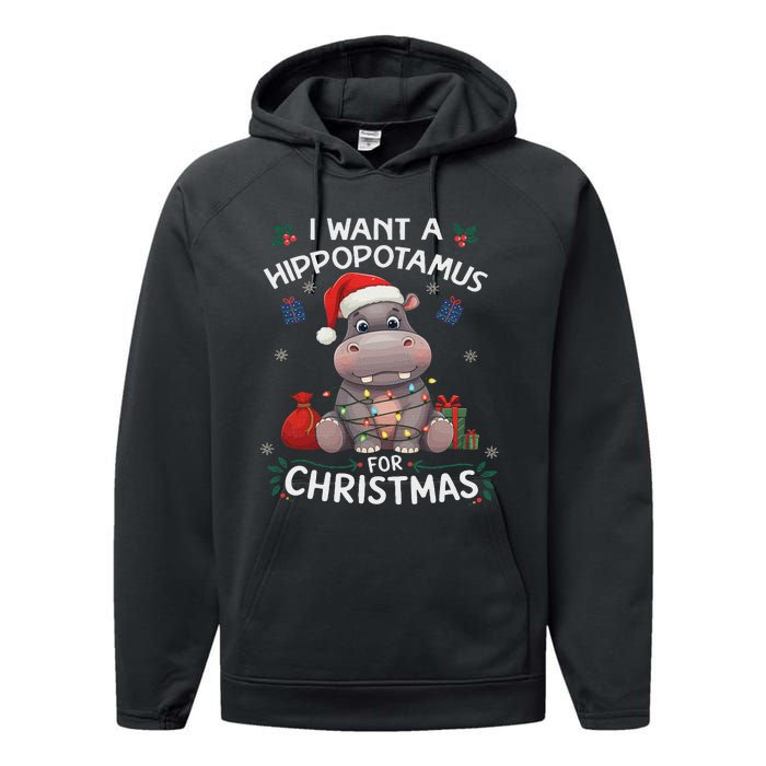 I Want A Hippopotamus For Christmas Xmas Lover Funny Performance Fleece Hoodie