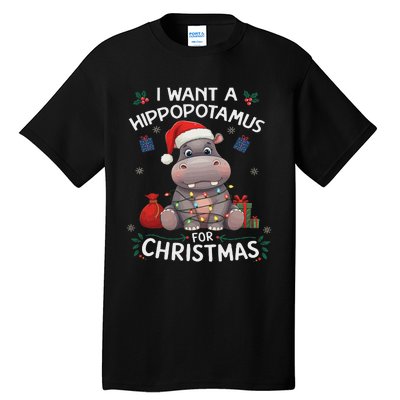 I Want A Hippopotamus For Christmas Xmas Lover Funny Tall T-Shirt