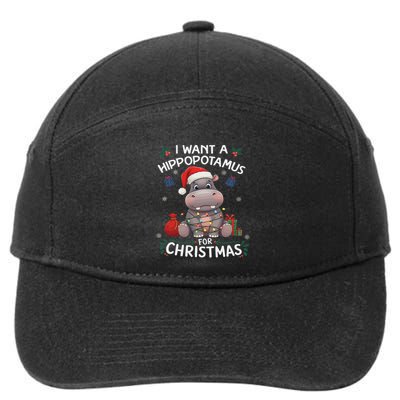 I Want A Hippopotamus For Christmas Xmas Lover Funny 7-Panel Snapback Hat