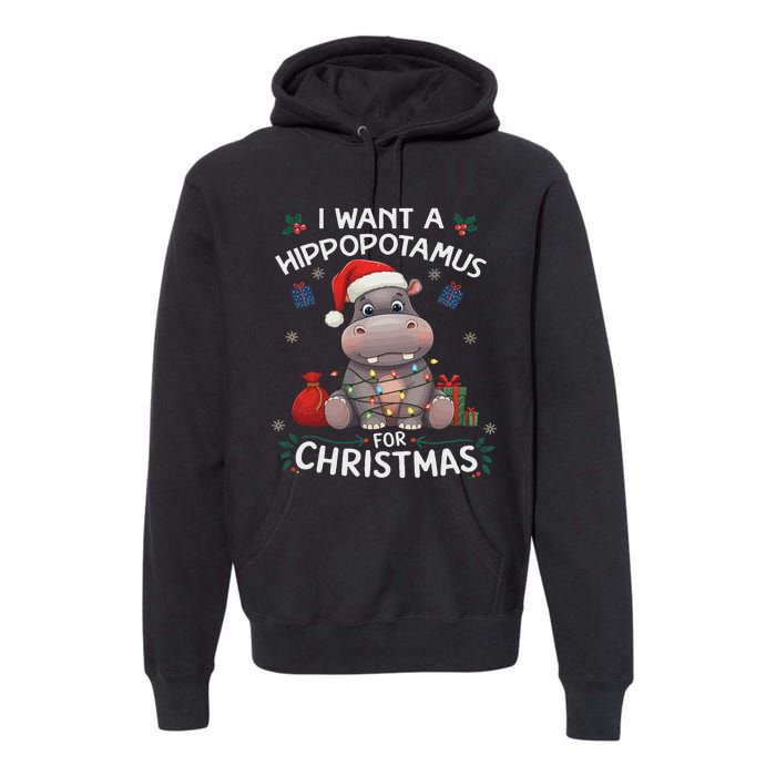 I Want A Hippopotamus For Christmas Xmas Lover Funny Premium Hoodie