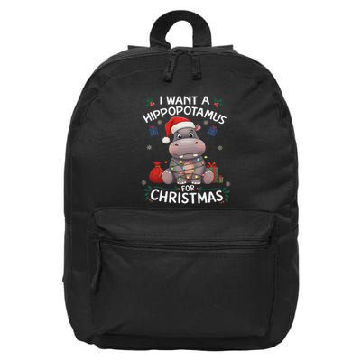 I Want A Hippopotamus For Christmas Xmas Lover Funny 16 in Basic Backpack