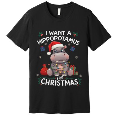 I Want A Hippopotamus For Christmas Xmas Lover Funny Premium T-Shirt