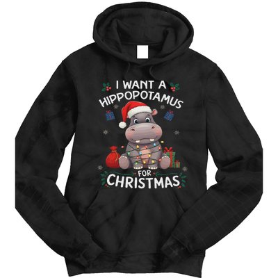 I Want A Hippopotamus For Christmas Xmas Lover Funny Tie Dye Hoodie