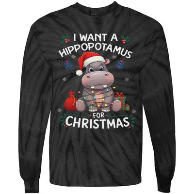 I Want A Hippopotamus For Christmas Xmas Lover Funny Tie-Dye Long Sleeve Shirt