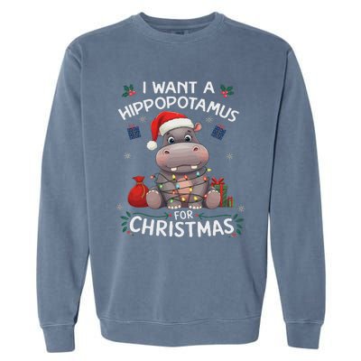 I Want A Hippopotamus For Christmas Xmas Lover Funny Garment-Dyed Sweatshirt