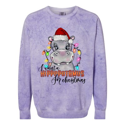 I Want A Hippopotamus For Christmas Funny Hippo Cute Gift Colorblast Crewneck Sweatshirt