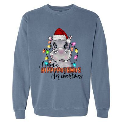 I Want A Hippopotamus For Christmas Funny Hippo Cute Gift Garment-Dyed Sweatshirt