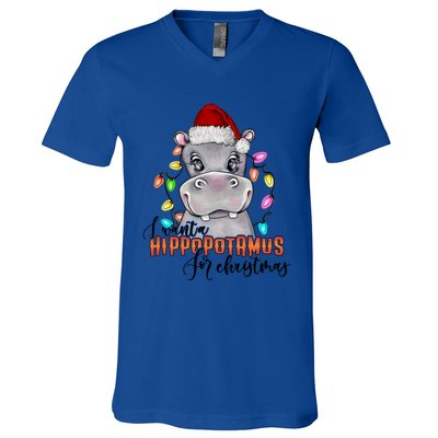 I Want A Hippopotamus For Christmas Funny Hippo Cute Gift V-Neck T-Shirt