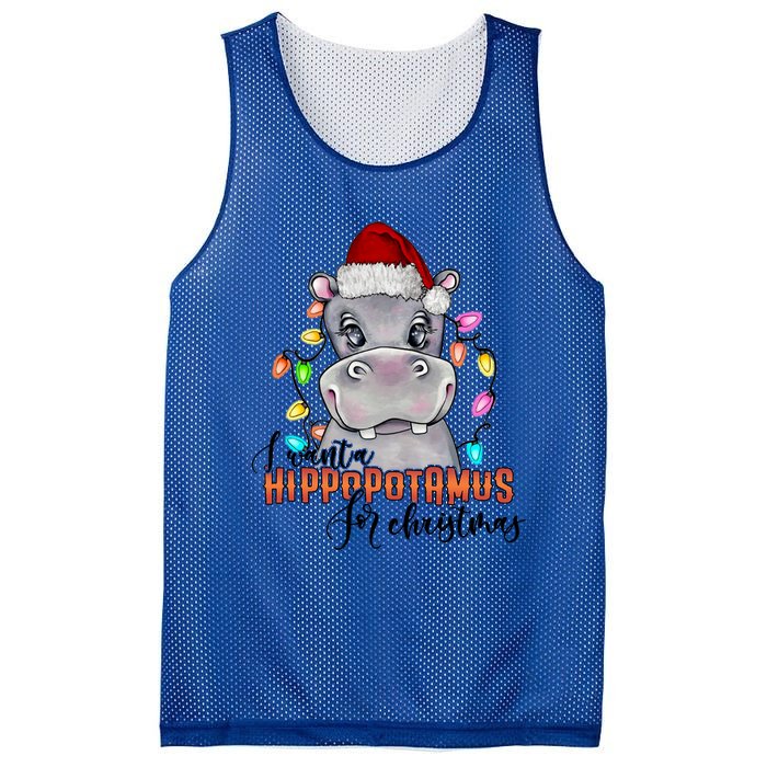 I Want A Hippopotamus For Christmas Funny Hippo Cute Gift Mesh Reversible Basketball Jersey Tank