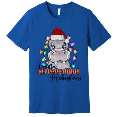 I Want A Hippopotamus For Christmas Funny Hippo Cute Gift Premium T-Shirt