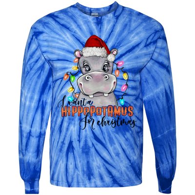 I Want A Hippopotamus For Christmas Funny Hippo Cute Gift Tie-Dye Long Sleeve Shirt