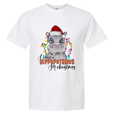 I Want A Hippopotamus For Christmas Funny Hippo Cute Gift Garment-Dyed Heavyweight T-Shirt