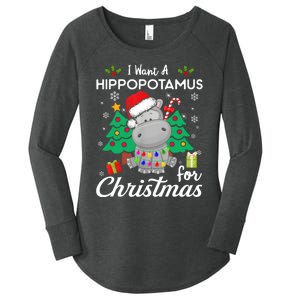 I Want A Hippopotamus For Christmas Cute Gift Xmas Costume Women's Perfect Tri Tunic Long Sleeve Shirt