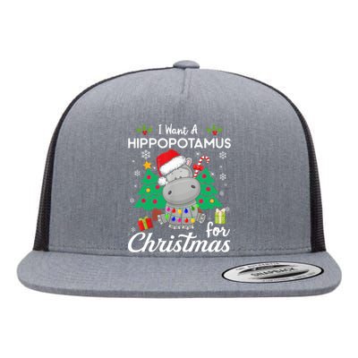 I Want A Hippopotamus For Christmas Cute Gift Xmas Costume Flat Bill Trucker Hat