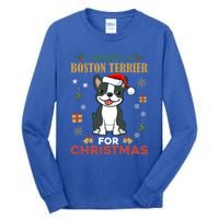 I Want A Boston Terrier For Christmas Cute Dog Lover Pajama Meaningful Gift Tall Long Sleeve T-Shirt