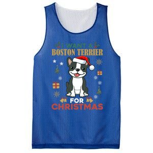 I Want A Boston Terrier For Christmas Cute Dog Lover Pajama Meaningful Gift Mesh Reversible Basketball Jersey Tank