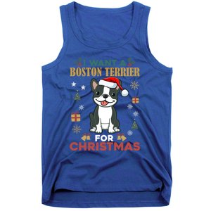 I Want A Boston Terrier For Christmas Cute Dog Lover Pajama Meaningful Gift Tank Top