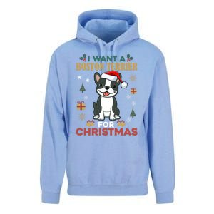 I Want A Boston Terrier For Christmas Cute Dog Lover Pajama Meaningful Gift Unisex Surf Hoodie