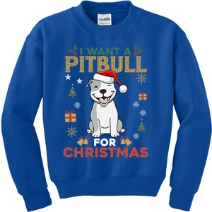 I Want A Pitbull For Christmas Cute Dog Lover Pajama Cool Gift Kids Sweatshirt