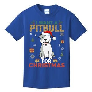 I Want A Pitbull For Christmas Cute Dog Lover Pajama Cool Gift Kids T-Shirt