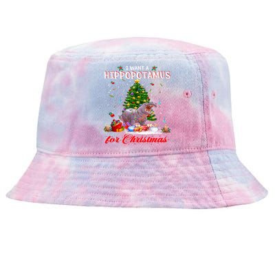 I Want A Hippopotamus For Christmas Xmas Hippo For Gift Tie-Dyed Bucket Hat