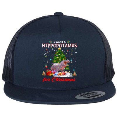 I Want A Hippopotamus For Christmas Xmas Hippo For Gift Flat Bill Trucker Hat