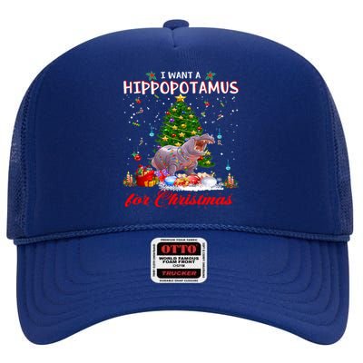 I Want A Hippopotamus For Christmas Xmas Hippo For Gift High Crown Mesh Back Trucker Hat