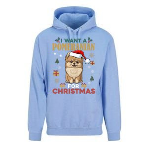 I Want A Pomeranian For Christmas Cute Dog Lover Xmas Pajama Gift Unisex Surf Hoodie