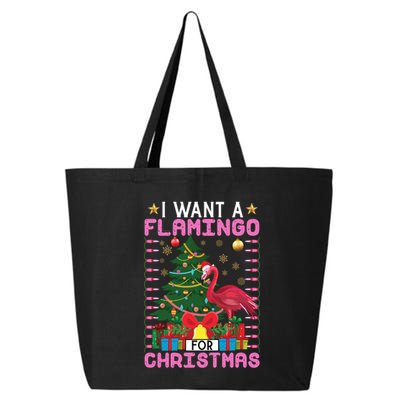 I Want A Flamingo For Christmas Ugly Sweater Flamingo Gift 25L Jumbo Tote