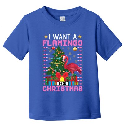 I Want A Flamingo For Christmas Ugly Sweater Flamingo Gift Toddler T-Shirt