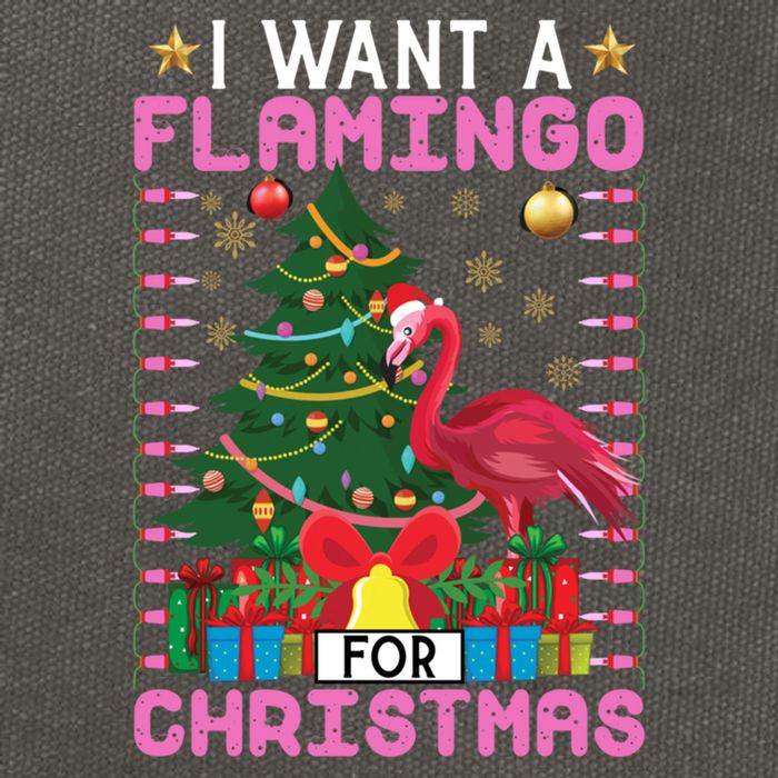 I Want A Flamingo For Christmas Ugly Sweater Flamingo Gift Cotton Canvas Backpack