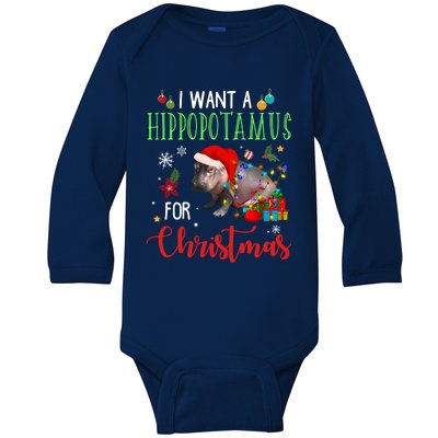 I Want A Hippopotamus For Christmas Hippo Fiona Gift Baby Long Sleeve Bodysuit