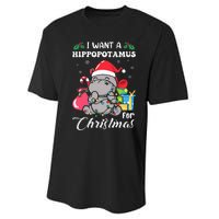 I Want A Hippopotamus For Christmas Hippo Christmas Pajamas Performance Sprint T-Shirt