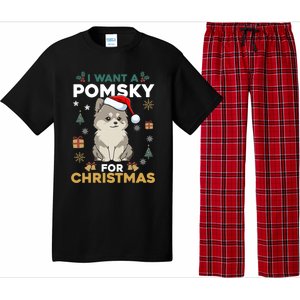 I Want A Pomsky For Christmas Cute Dog Lover Pajamas Family Cool Gift Pajama Set