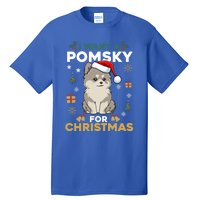 I Want A Pomsky For Christmas Cute Dog Lover Pajamas Family Cool Gift Tall T-Shirt