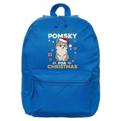 I Want A Pomsky For Christmas Cute Dog Lover Pajamas Family Cool Gift 16 in Basic Backpack