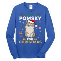 I Want A Pomsky For Christmas Cute Dog Lover Pajamas Family Cool Gift Tall Long Sleeve T-Shirt