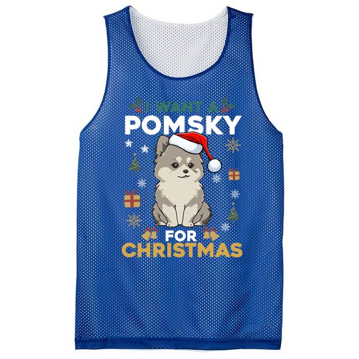 I Want A Pomsky For Christmas Cute Dog Lover Pajamas Family Cool Gift Mesh Reversible Basketball Jersey Tank