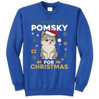 I Want A Pomsky For Christmas Cute Dog Lover Pajamas Family Cool Gift Tall Sweatshirt