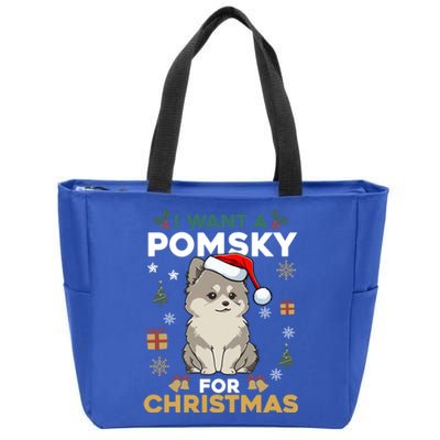 I Want A Pomsky For Christmas Cute Dog Lover Pajamas Family Cool Gift Zip Tote Bag