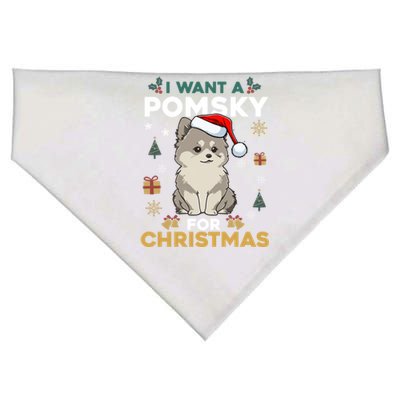 I Want A Pomsky For Christmas Cute Dog Lover Pajamas Family Cool Gift USA-Made Doggie Bandana