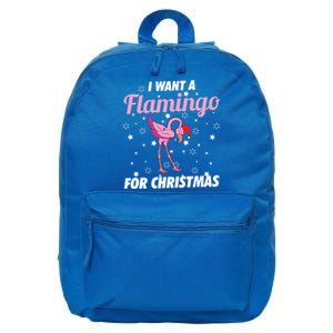 I Want A Flamingo For Christmas Funny Family Christmas Gift 16 in Basic Backpack