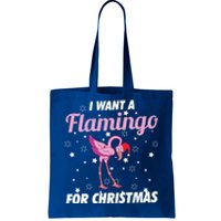 I Want A Flamingo For Christmas Funny Family Christmas Gift Tote Bag