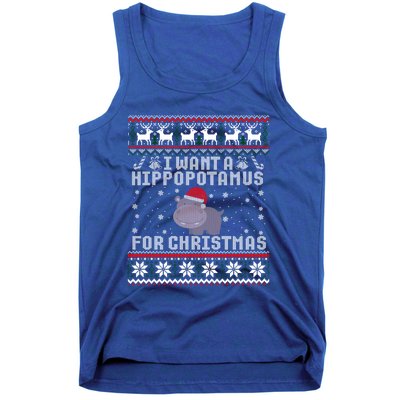 I Want A Hippopotamus For Christmas Hippo Ugly Sweater Gift Tank Top