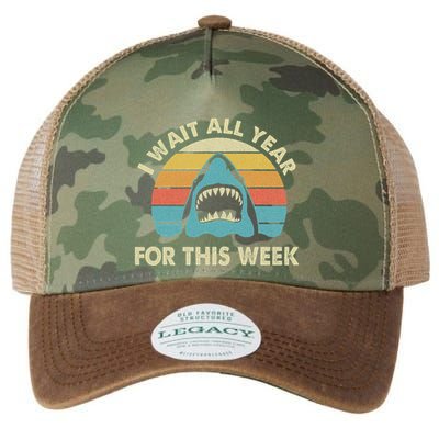 I Wait All Year For This Week Shark Lover Ocean Wildlife Legacy Tie Dye Trucker Hat