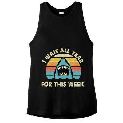 I Wait All Year For This Week Shark Lover Ocean Wildlife Ladies PosiCharge Tri-Blend Wicking Tank