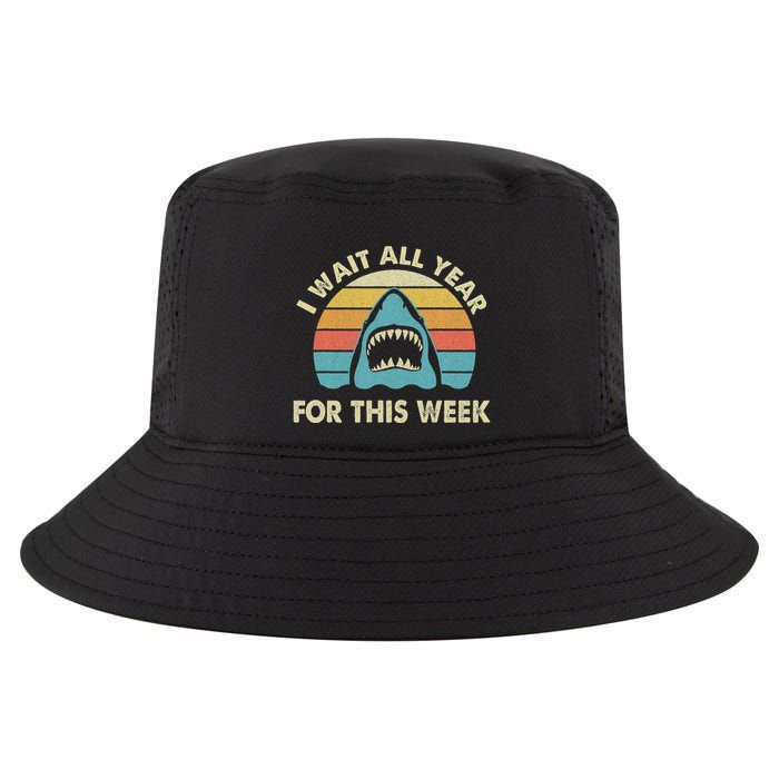 I Wait All Year For This Week Shark Lover Ocean Wildlife Cool Comfort Performance Bucket Hat
