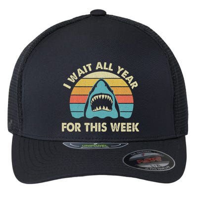 I Wait All Year For This Week Shark Lover Ocean Wildlife Flexfit Unipanel Trucker Cap