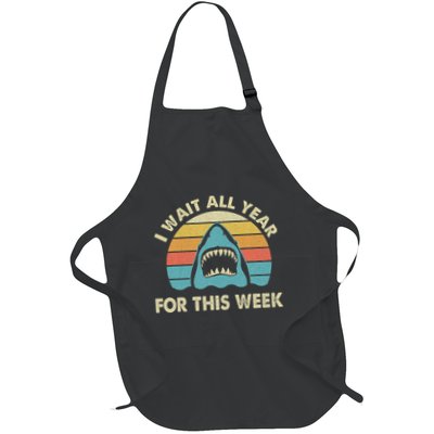 I Wait All Year For This Week Shark Lover Ocean Wildlife Full-Length Apron With Pockets